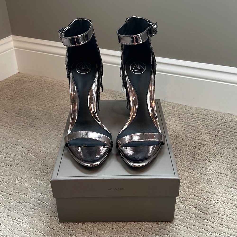 Missguided metallic fringe heels